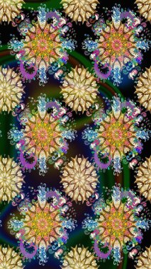 Ethnic Mandala ornament. Can be used for textile, greeting card, coloring book, phone case print. Indian floral paisley medallion pattern. Raster Henna tattoo style.