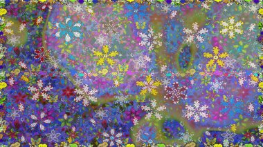 Küçük renkli çiçekler. Tarafsız çiçekli bahar çiçekleri. Motley illüstrasyonu. Moda baskıları için zarif bir şablon. Küçük çiçekte şirin desenler.