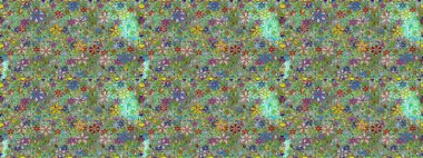 Raster illüstrasyonunda kusursuz çiçek deseni. Yeşil renkte çiçekler.