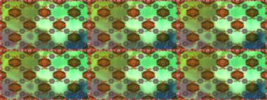 Raster düz çiçekleri pürüzsüz desen. Hediye ambalaj kağıdı, tebrik kartları, posterler ve pankart tasarımı. Yeşil renkte çiçekler.