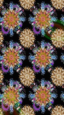 Siyah ve kahverengi renkte çiçekler. Raster illüstrasyonunda kusursuz çiçek deseni.