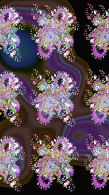 Raster illüstrasyonu. Renkli Bahar Temalı Kusursuz Arkaplan. Düz Çiçek Elementleri Tasarımı. Çiçek deseni. Kusursuz Chichi kumaş deseni..