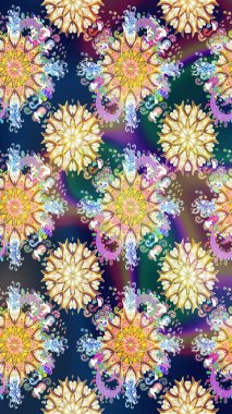 Arkaplan dokusu, duvar kağıdı, mavi ve nötr renklerde çiçek teması. Kabile sanatı boho baskısı, klasik çiçek arkaplanı. Soyut etnik raster pürüzsüz desen.