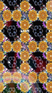 Moda baskıları için zarif bir şablon. Kusursuz. Motley illüstrasyonu. Çiçekli bahar çiçekleri. Küçük renkli çiçekler. Küçük çiçekte şirin desenler.