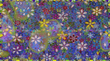 Elle çizilmiş. Raster resim. Sorunsuz çiçek desenli çiçekli, halk tarzında bırakır.