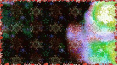 Düz Çiçek Elementleri Tasarımı. Siyah renkli çiçekler. Çiçekle kusursuz desen. Renkli Bahar Teması Kusursuz Arkaplan.