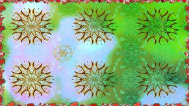 Düz Çiçek Elementleri Tasarımı. Güzel çiçek deseni. Renkli Bahar Temalı Kusursuz Arkaplan. Yeşil renkte çiçekler.