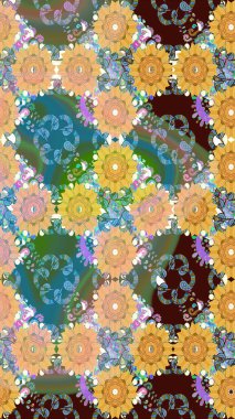 Bej renkli çiçekler. Kusursuz çiçek deseni duvar kâğıdı olarak kullanılabilir. Raster illüstrasyonu.