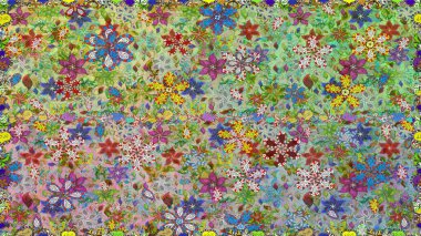 Çiçekli karalama şeklinde Raster çiçek deseni. Nazik, narin çiçek arkaplanı. Tarafsız renklerde çiçekler.