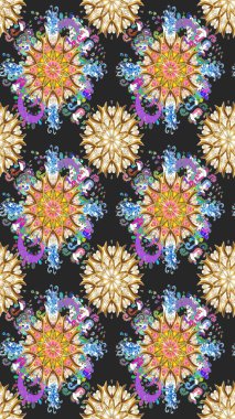 Güzel, parlak, pürüzsüz kumaş, tuval. Çiçek çelengi. Raster illüstrasyonu. Kıvırcık, parlak örgü. Şablon, pürüzsüz, çiçekli kenar. Klasik eski arkaplan.