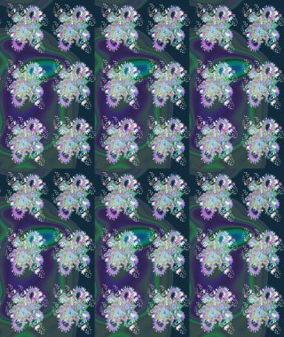 Raster illüstrasyonu. Renkli çizim kalıbı. Çiçek arkaplan. Çiçek duvar kâğıdı. Mavi renkte şirin tekstil.