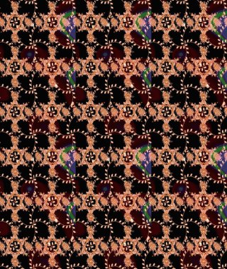 El çizimi, soyut ve süslü elementler. Yaz çiçekleri teması. Klasik çiçekler. Suluboya resim taklit Raster çizimi. Siyah renkler.