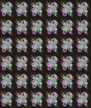 Hediye ambalaj kağıdı, tebrik kartları, posterler ve pankart tasarımı. Gri renkli çiçekler. Raster düz çiçek çizim deseni.