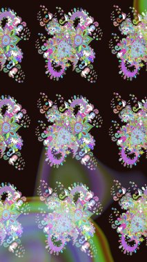 Gri renkli çiçekler. Hediye ambalaj kağıdı, tebrik kartları, posterler ve pankart tasarımı. Raster düz çiçekleri pürüzsüz desen.