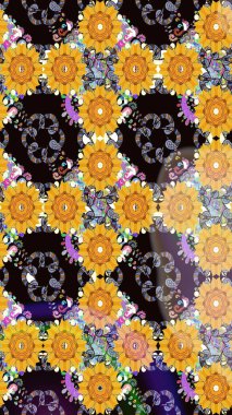 Yumuşak, bahar çiçekli arka plan. Çiçekli karalama şeklinde Raster çiçek deseni. Sarı renkte çiçekler.