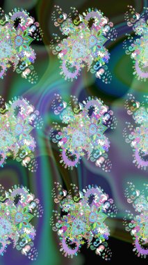 Yumuşak, yeşil renkli bahar çiçekleri. Raster illüstrasyonu. Çiçekli, pürüzsüz bir desen. Raster çiçekleri klasik tarzda resmedilir..