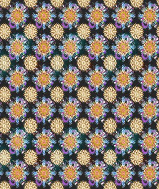 Raster illüstrasyonunda kusursuz çiçek deseni. Renkli Bahar Temalı Kusursuz Arkaplan. Düz Çiçek Elementleri Tasarımı. Süslü kumaş deseni.