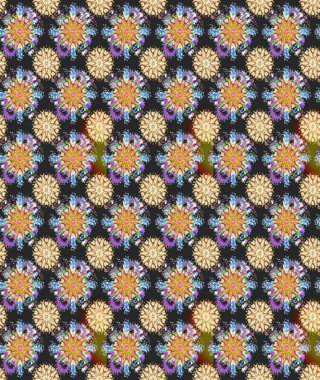 Raster illüstrasyonu. Asya tekstil tarzında. Gri ve bej renkli çiçekler. Raster illüstrasyonu. Kusursuz çiçek deseni.