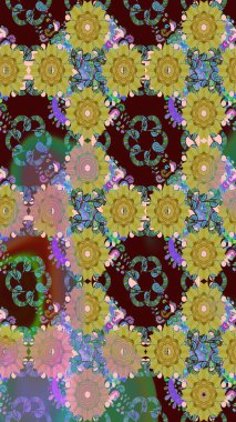 Raster illüstrasyonunda kusursuz çiçek deseni. Kahverengi renkte çiçekler.