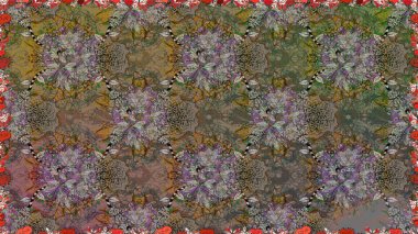 Kahverengi renklerde. Çiçekli güzel suluboya desen. Raster illüstrasyonu.