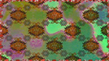 Renkli Bahar Temalı Kusursuz Arkaplan. Düz Çiçek Elementleri Tasarımı. Raster illüstrasyonunda kusursuz çiçek deseni. Güzel kumaş deseni.