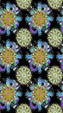 Raster - stok. Siyah ve nötr çiçekli kusursuz desen, suluboya çiçek deseni, şirin çiçek, duvar kağıdı, kart veya kumaş için fayanslı.