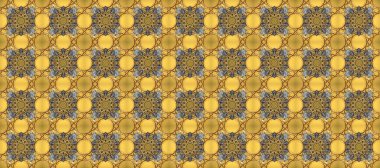 Sarı, kahverengi ve gri renkli, altın elementli raster. Tasarım için Damask.