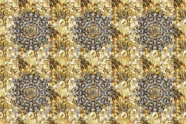 Noel, kar tanesi, yeni yıl. Altın elementlerle bej, kahverengi ve gri renklerde kusursuz klasik desen. Altından elementlerle bej, kahverengi ve gri renklerde altın pürüzsüz desen.