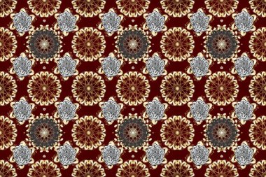 Kahverengi, bej ve gri renklerde geleneksel, klasik, altın, pürüzsüz desen. Barok tarzında kusursuz bir doğulu süsü..