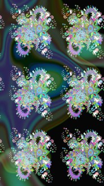 Yeşil renkli çiçekler. Renkli Bahar Teması eskiz kalıbı. Düz Çiçek Elementleri Tasarımı. Sevimli çiçek raster deseni.