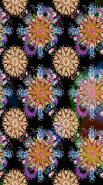 Çiçekli, kusursuz bir arkaplan. Düz Çiçek Elementleri Tasarımı. Renkli Bahar Temalı Kusursuz Arkaplan. Çocuk stili.