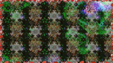 Davetiye ve kartpostal tasarımı için dekoratif çiçek unsurları. Tekstil için figür. Yapraklı kusursuz desen. Şirin, zarif çiçekler Raster illüstrasyonu. Poster veya kapak için arkaplan.