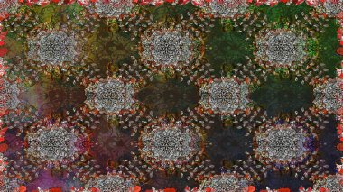 Raster illüstrasyonunda kusursuz çiçek deseni. Düz Çiçek Elementleri Tasarımı. Gri renkli çiçekler. Renkli Yaz Temalı Kusursuz Arkaplan.