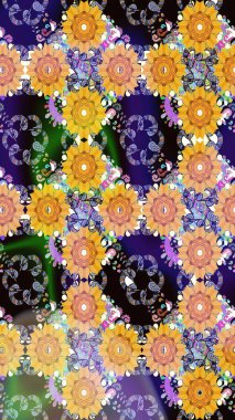 Yumuşak, bahar çiçekli arka plan. Çiçekli karalama şeklinde Raster çiçek deseni. Sarı renkte çiçekler.