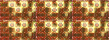 Raster deseni. Patlayan çiçekler soyut olarak yerleştirilmiş. Kahverengi renklerde bahar çiçekleri. Raster illüstrasyonu.