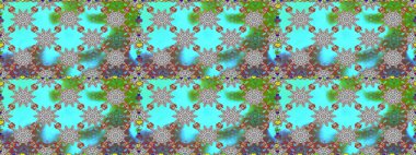 Raster illüstrasyonu. Mavi renkli çiçekler. Tropik, dikişsiz çiçek deseni..