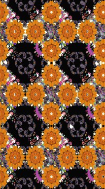 Raster çiçekleri klasik tarzda çizilmiş. Çiçekli, pürüzsüz bir desen. Yumuşak, bahar çiçekleri siyah renklerde. Raster illüstrasyonu.