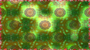 Yeşil renkli çiçekler. Raster düz çiçekleri pürüzsüz desen. Tasarım hediye paketi, tebrik kartları, posterler ve afiş tasarımı.