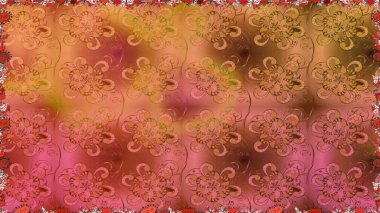 Turuncu renklere karalamalar çizen kusursuz çiçek deseni. Raster illüstrasyonu.