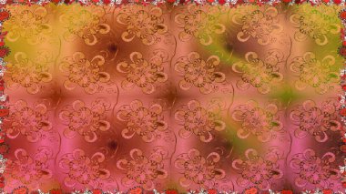 Turuncu renklerde bahar çiçekleri. Çiçekli, pürüzsüz bir desen. Raster çiçekleri klasik tarzda çizilmiş. Raster illüstrasyonu.