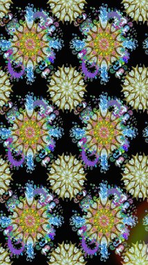 Siyah ve nötr renklerde çiçekler. Hediye ambalaj kağıdı, tebrik kartları, posterler ve pankart tasarımı. Raster düz çiçekleri pürüzsüz desen.