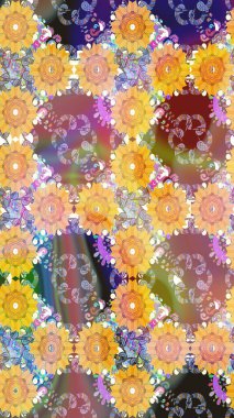 Miles Fleur, süslü püslü bir süs. Kumaş, tekstil, duvar kağıdı baskısı için. Eski usul. Raster illüstrasyonu. Kusursuz bir geçmişi var. Tomurcukları papatya çiçekleri olan sevimli bir çiçek deseni..