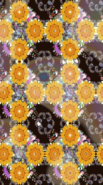 Çiçeksiz desenli arka plan. Gömlek baskısı için çiçek boyası. Sarı renkte çiçekler.