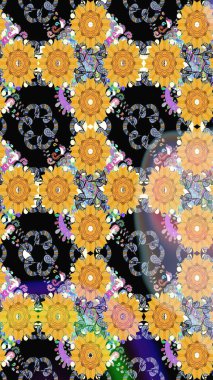 Sarı ve siyah renkte çiçekler. Küçük çiçekte sevimli çiçek deseni var..