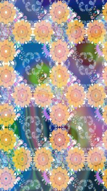 Bej renklerde. Raster illüstrasyonu. Çiçek. Kusursuz dekoratif arka plan, çiçek mandala.