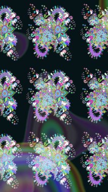 Raster illüstrasyonu. Suluboya stilinde gri renkte. Pürüzsüz bahar deseni ve küçük çiçekler.