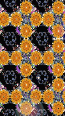 Karalama elementleri. El çizimi Raster çizimi. Duvar kağıdı, web sayfası arka planı, ambalaj kağıdı, davetiye, broşür, afiş veya web sitesi için kusursuz çiçek deseni kullanılabilir.