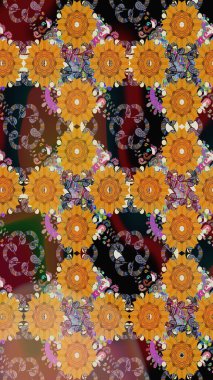 Raster Güzel kumaş deseni. Raster suluboya deseni, narin çiçekler, kahverengi çiçekler, tebrik kartı şablonu..