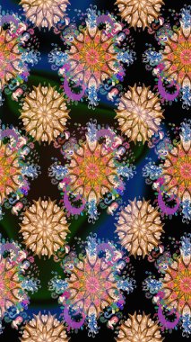 Güzel, pürüzsüz bir desen. Düz Çiçek Elementleri Tasarımı. Renkli Yaz Temalı Kusursuz Arkaplan. Raster çiçekli arka plan. Yazdır. Şirin kumaş deseni.