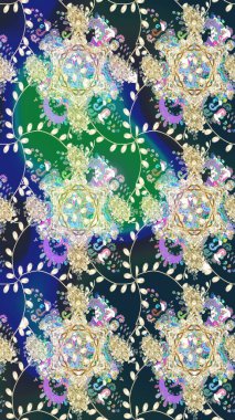 Çiçekli el, pürüzsüz desen çizmiş. Modern gösterişli mavi raster arka plan duvar kağıdı çizimi klasik çizgili iz sürme desenli çiçekler, çiçekli süsler.